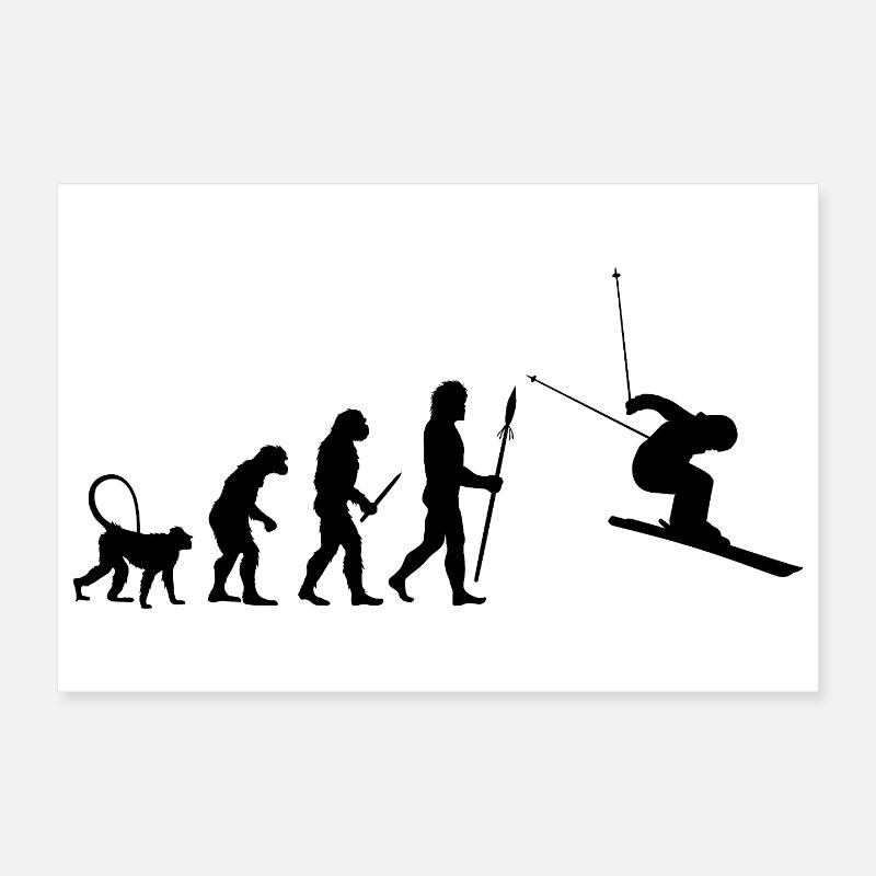 Skier Evolution Poster 12" x 8" (30x20 cm)