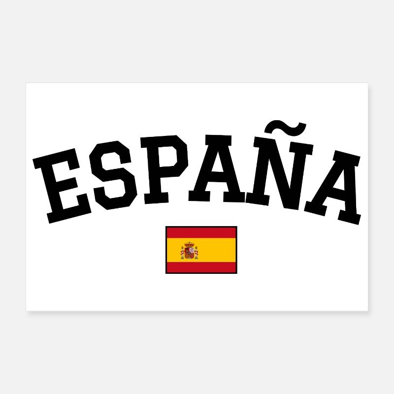 Spain Flag Design Black Poster 12" x 8" (30x20 cm)