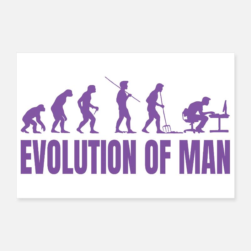 Programmer Computer Freak Evolution Retro Poster 12" x 8" (30x20 cm)