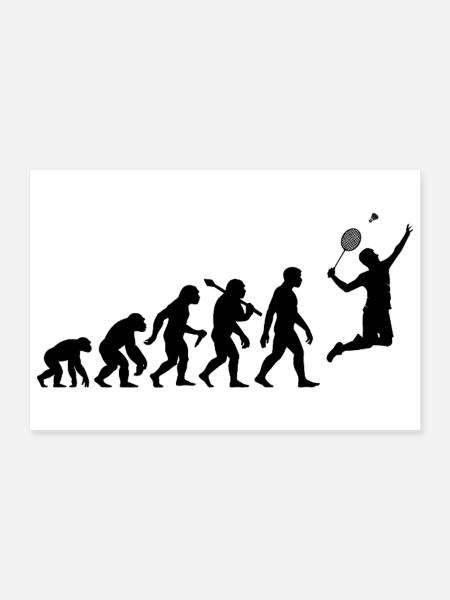 Badminton Evolution Badmintonspieler Smash - Poster 30x20 cm - Weiß - Vorne
