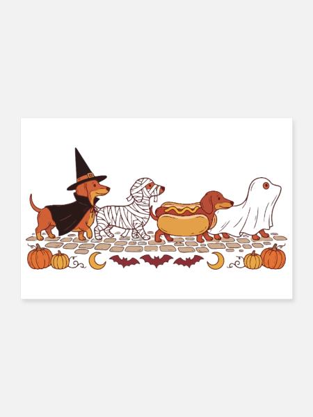 Halloween-Dackel - Poster 30x20 cm - Weiß