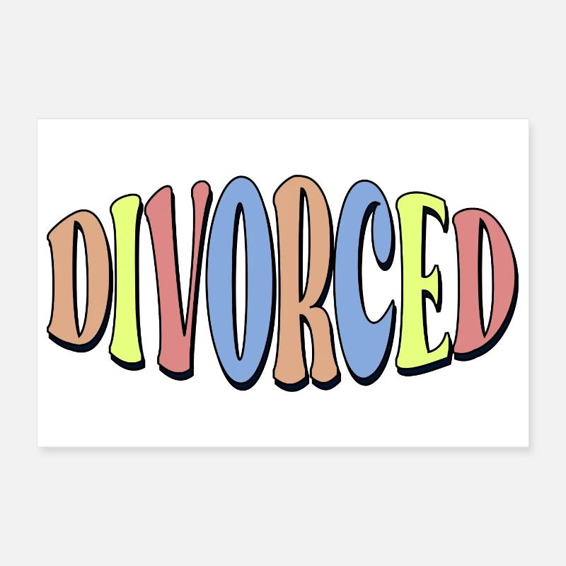 LETTERING DIVORCED - SINGLE DIVORCE Poster 12" x 8" (30x20 cm)