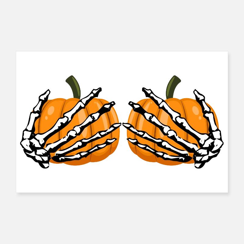 Skeleton Hands Pumpkin Halloween Poster 12" x 8" (30x20 cm)