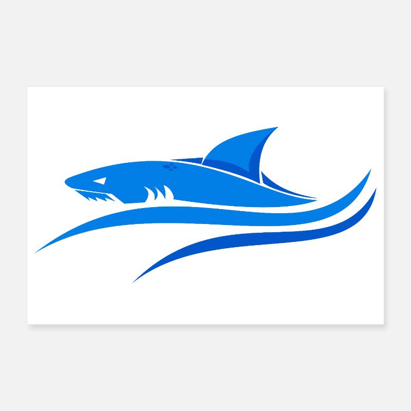 Blue Shark Poster 12" x 8" (30x20 cm)