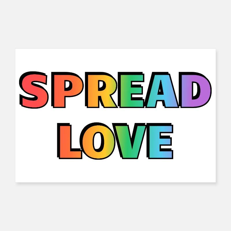 Spread Love Rainbow Typography Poster 12" x 8" (30x20 cm)