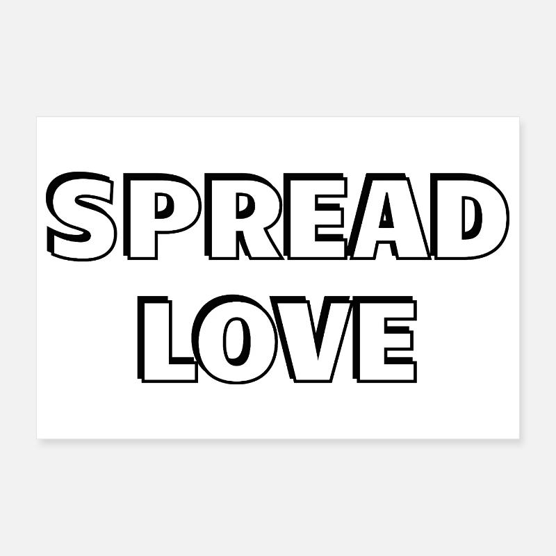 Spread Love Bold Black White Typography Poster 12" x 8" (30x20 cm)