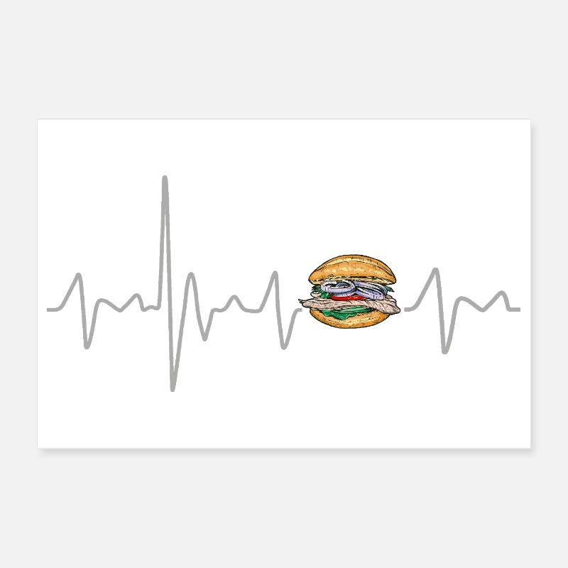 Fischbrötchen mit Heartbeat Matjes Design Poster 30x20 cm