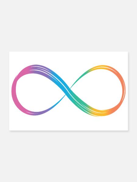 Unendlichkeitszeichen Regenbogen Autismus-Spektrum - Poster 30x20 cm - Weiß