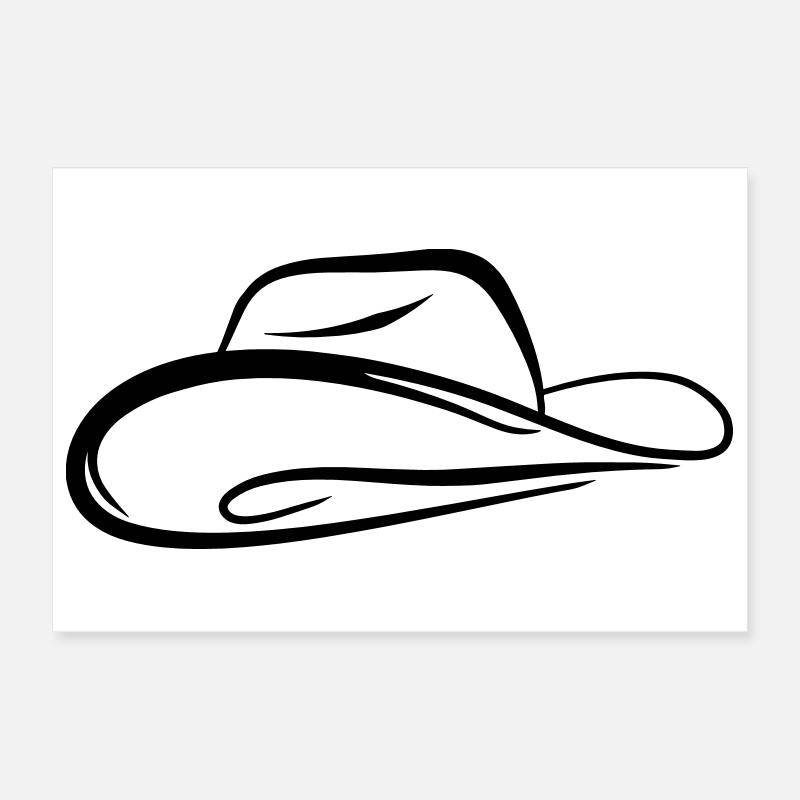 Skizze Cowboyhut Poster 30x20 cm