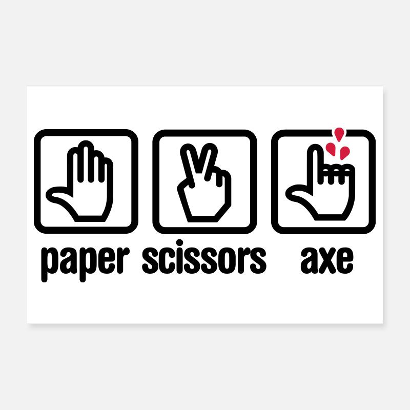 Papier - Ciseaux - hache - pierre - bûcheron Poster 30 x 20 cm