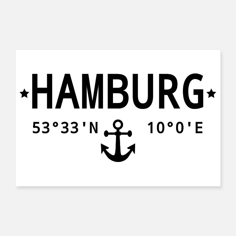 Hamburg coordinates Poster 12" x 8" (30x20 cm)