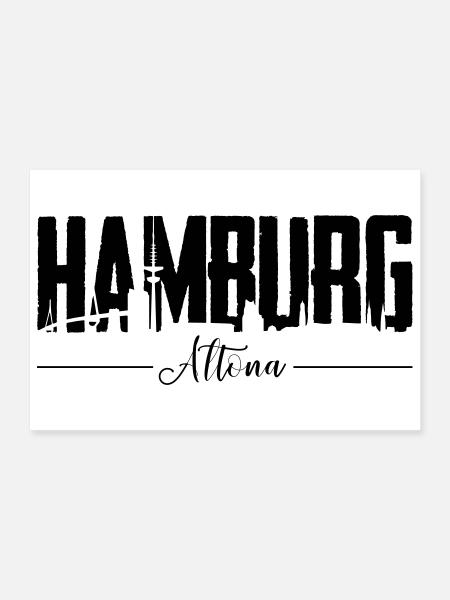 Hamburg Altona, City Shirt - Poster 30x20 cm - Weiß - Vorne