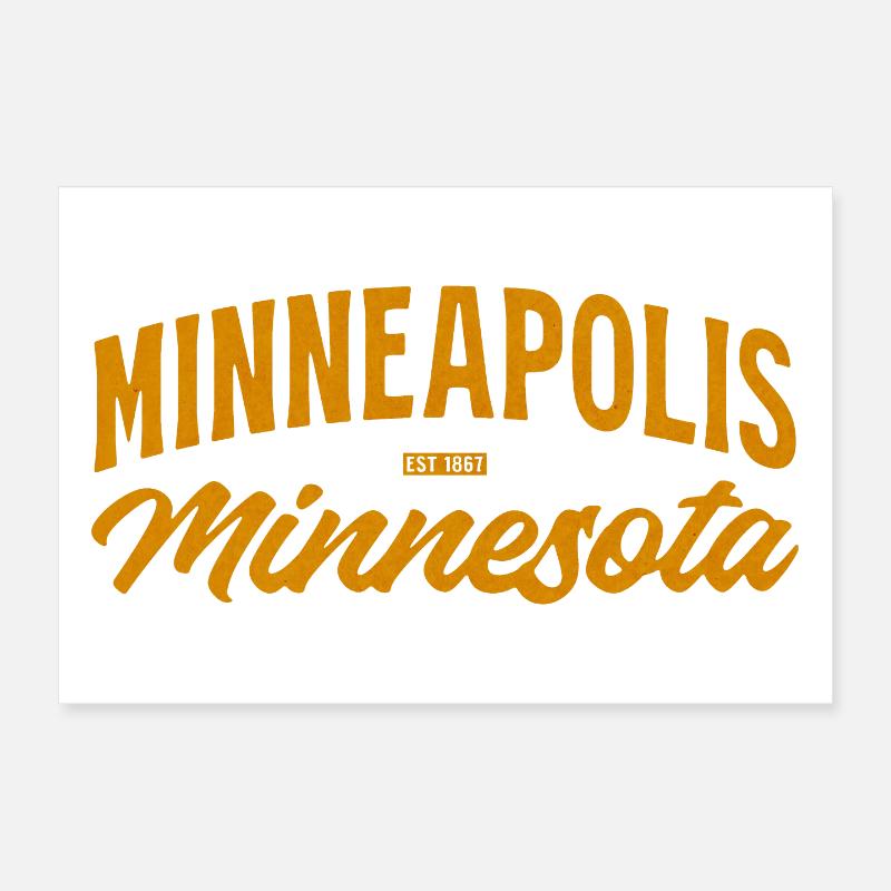 Minneapolis Script Vintage Orange Poster 30 x 20 cm