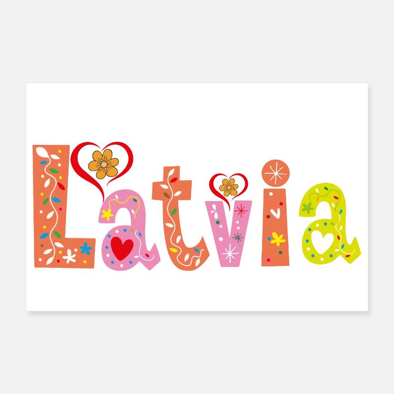 Personalized Latvia Name Poster 12" x 8" (30x20 cm)