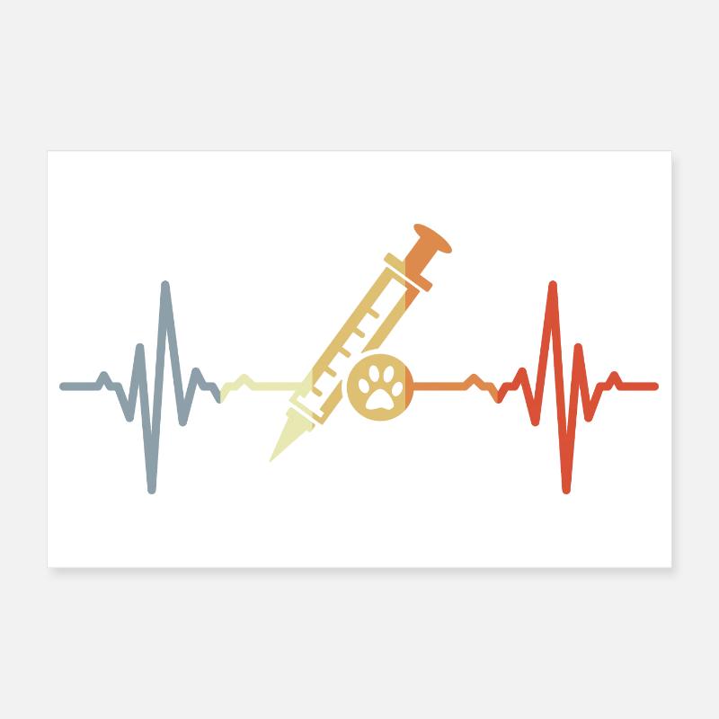 Veterinary Syringe ECG Poster 12" x 8" (30x20 cm)