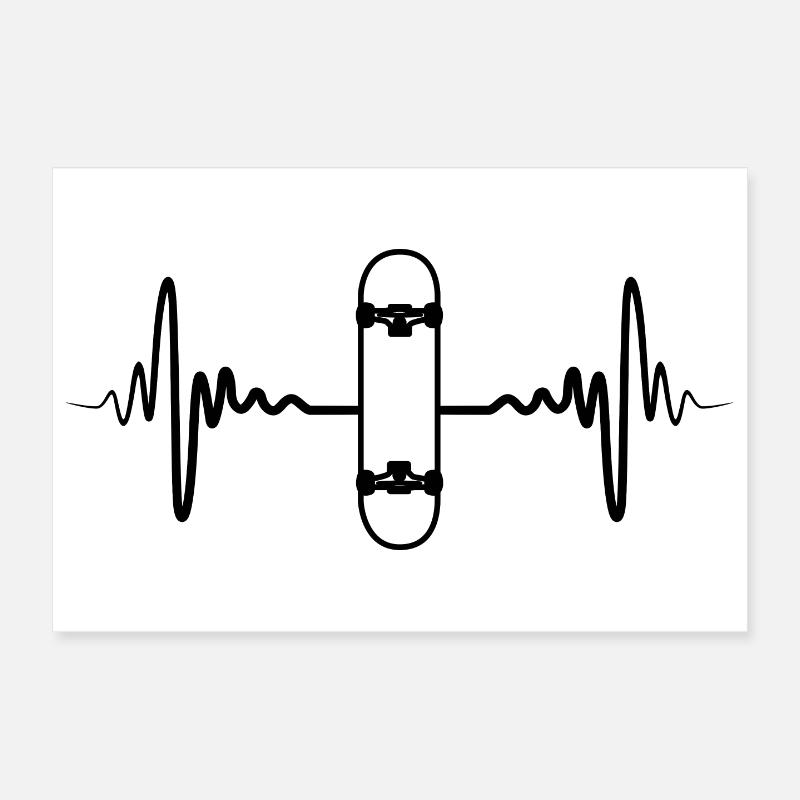 Skateboard Pulse Rate Poster 12" x 8" (30x20 cm)