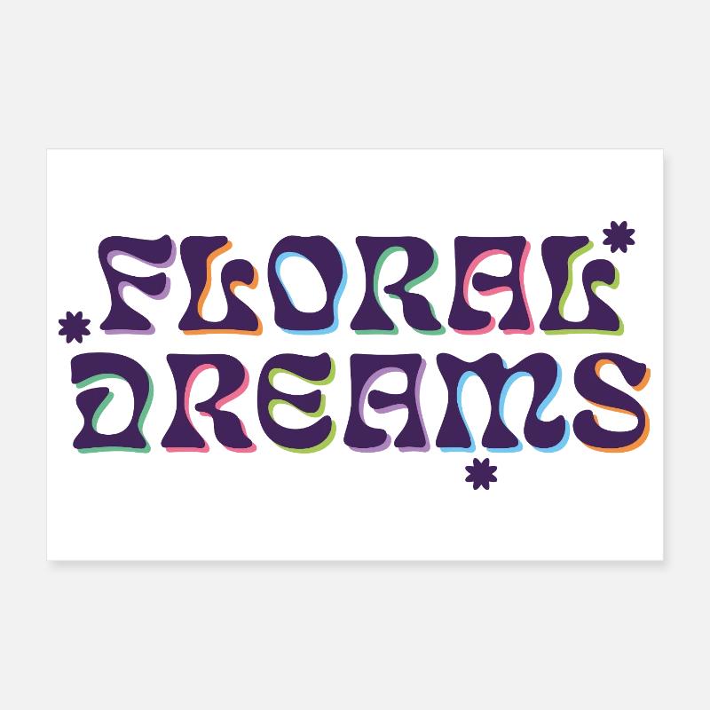 Rêves floraux de type psychédélique Poster 30 x 20 cm