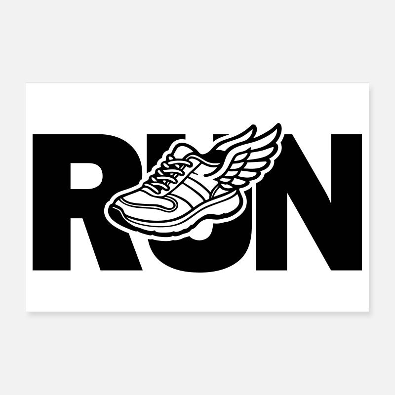 Run - course à pied - Poster 30 x 20 cm - blanc