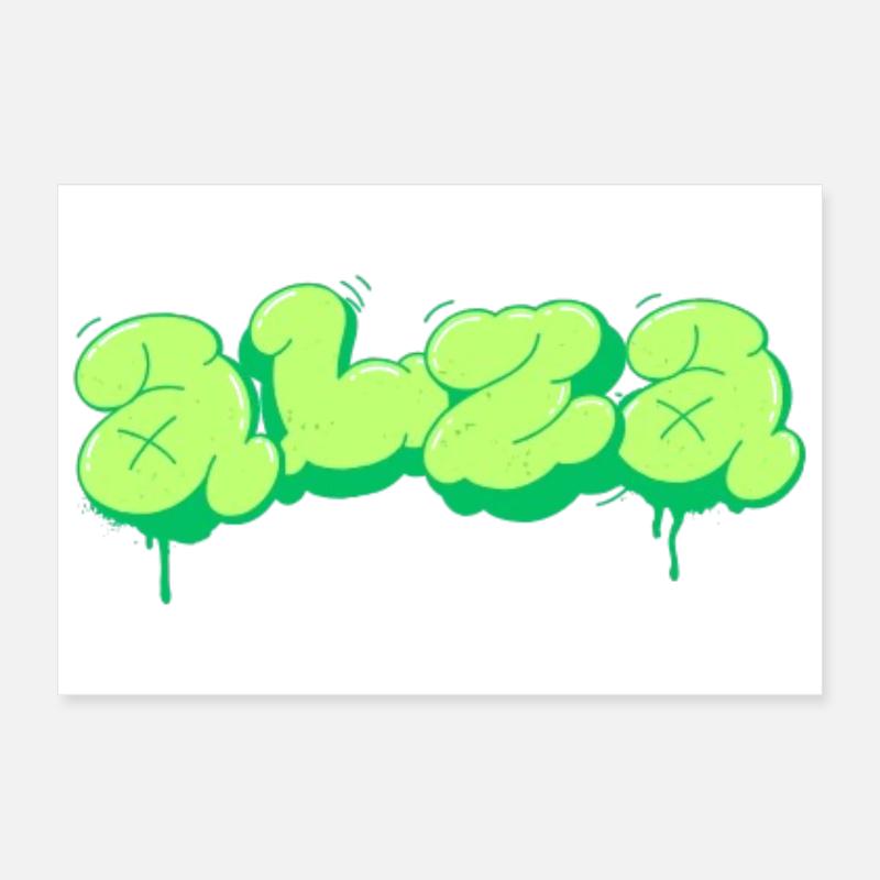 Hellgrünes Design im Graffiti-Stil Poster 30x20 cm
