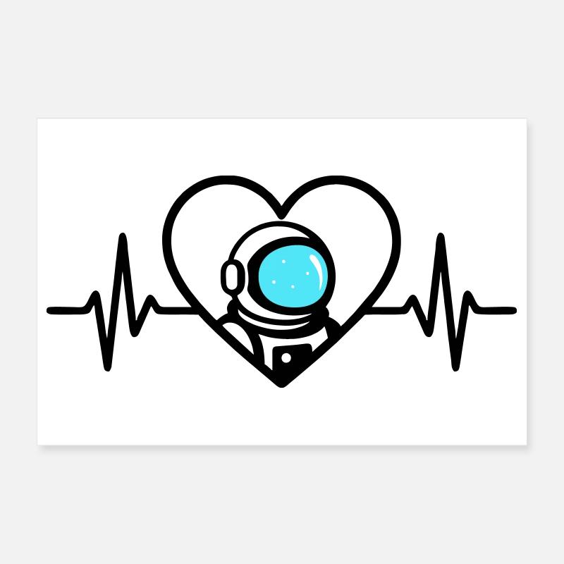 Casque Cosmos de voyage dans l’espace Astronaute Heart Poster 30 x 20 cm