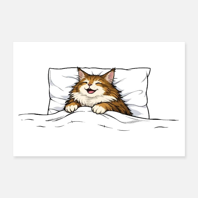 Chat endormi – Motif d’animal câlin mignon Poster 30 x 20 cm
