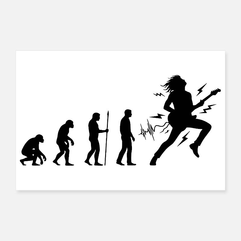 Evolution to guitarist rock musician Poster 12" x 8" (30x20 cm)