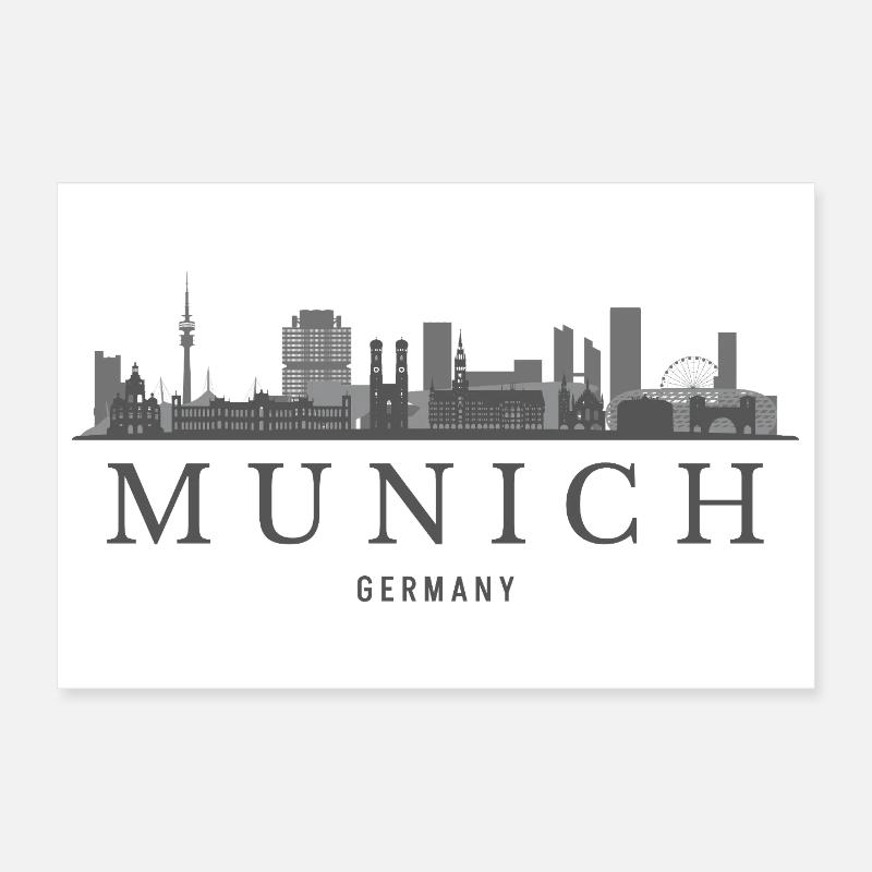 Munich Germany, Munich skyline Poster 12" x 8" (30x20 cm)