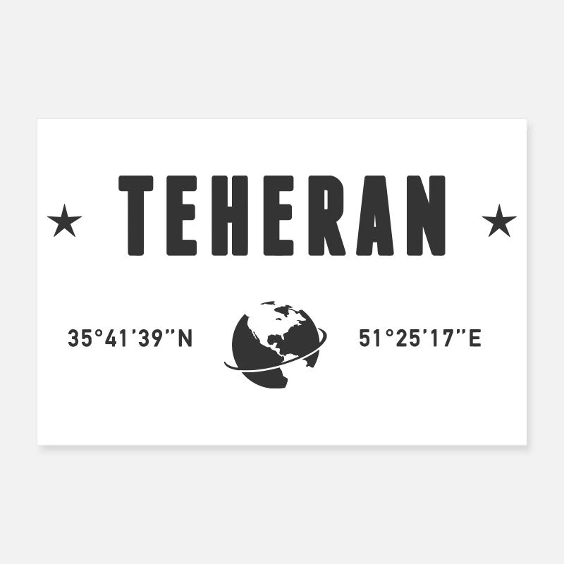 Tehran Iran Coordinates Planet Earth Poster 12" x 8" (30x20 cm)