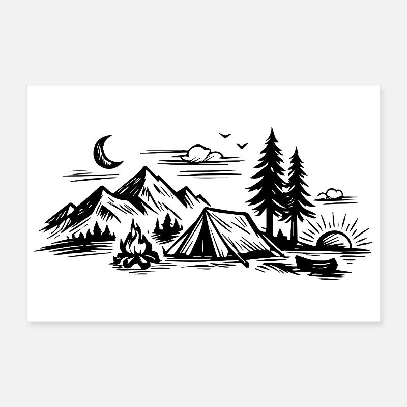 Tente de camping Poster 30 x 20 cm