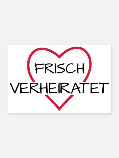 Frisch verheiratet Herz Hochzeit Hochzeitsreise - Poster 30x20 cm - Weiß - Vorne