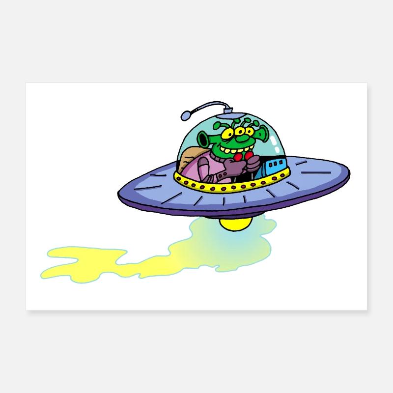 Alien Alien Raumschiff - Poster 30x20 cm - Weiß