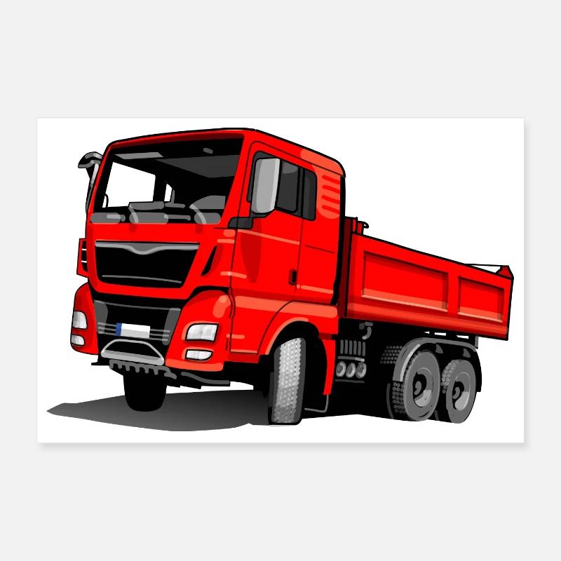 Camion rouge - Poster 30 x 20 cm - blanc