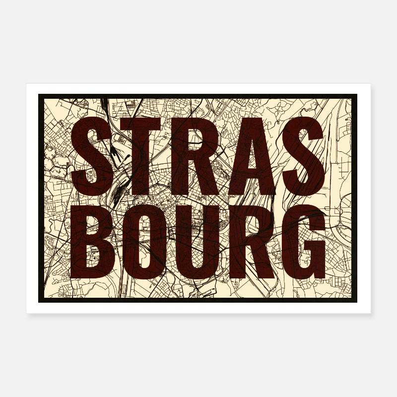 Plan de la ville de Strasbourg Imprimer Poster 30 x 20 cm