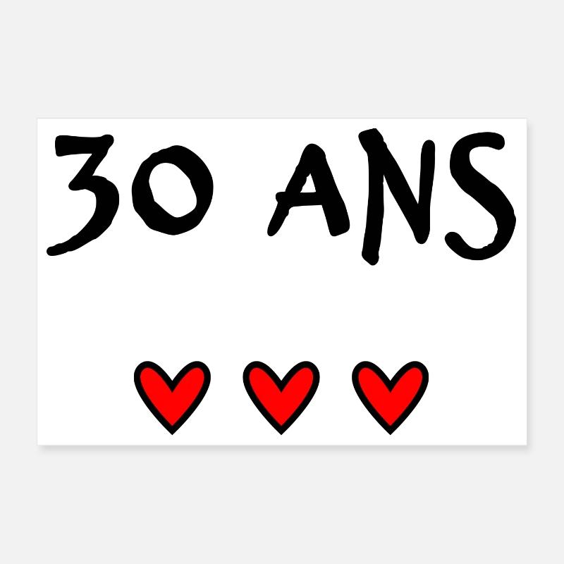 30. 30 ANS. 30e ANNIVERSAIRE. ANNIVERSAIRE 30 ANS. Poster 30 x 20 cm
