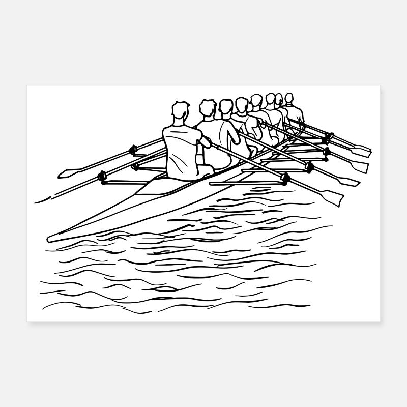 Dessin au trait de l’équipe d’aviron Poster 30 x 20 cm