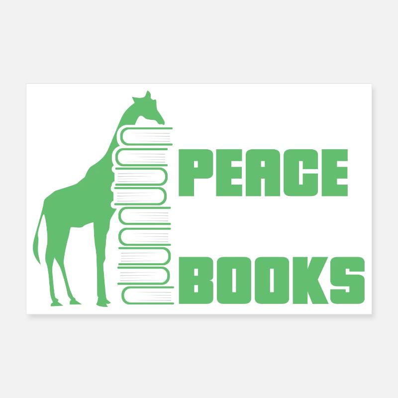 Reading Books Book Giraffe Poster 12" x 8" (30x20 cm)