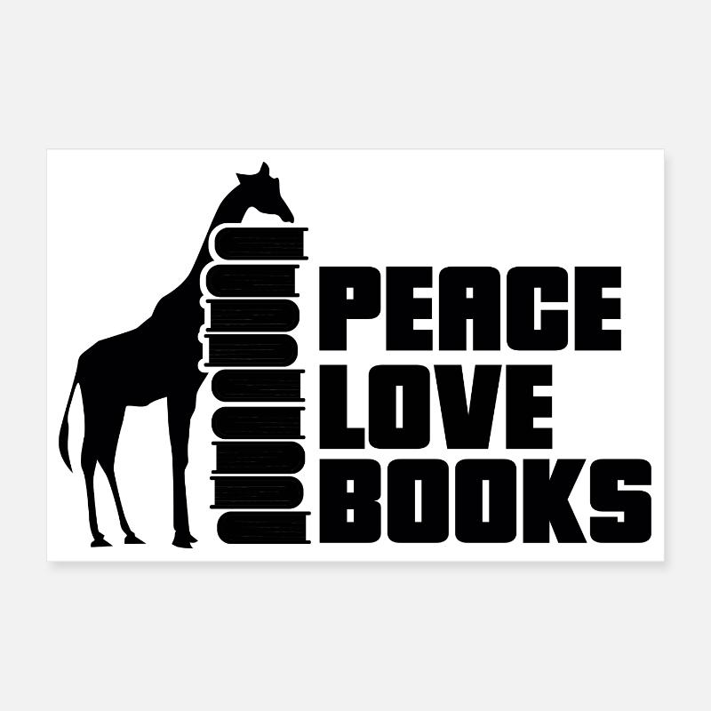 Reading Books Book Giraffe Poster 12" x 8" (30x20 cm)