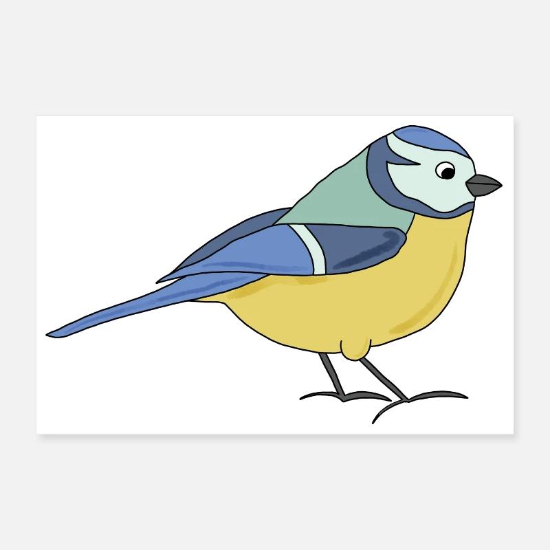 kleine Blaumeise, bunt - Poster 30x20 cm - Weiß