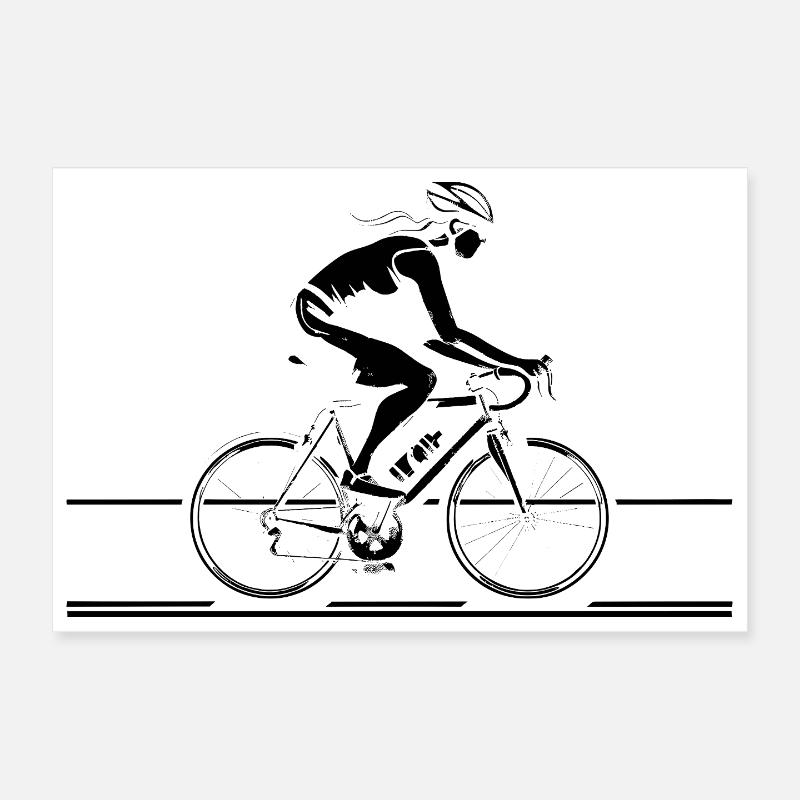 Dessin cycliste Poster 30 x 20 cm