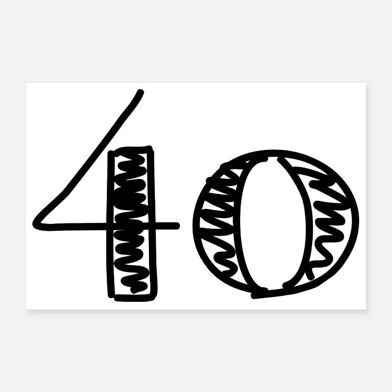 40. 40 YEARS. 40th ANNIVERSARY. 40 YEARS ANNIVERSARY. Poster 12" x 8" (30x20 cm)
