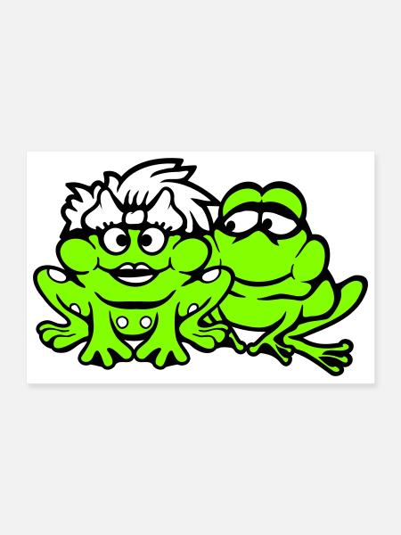 2 Frösche Pärchen Frau Mann Kröte Lustig Verliebt - Poster 30x20 cm - Weiß - Vorne