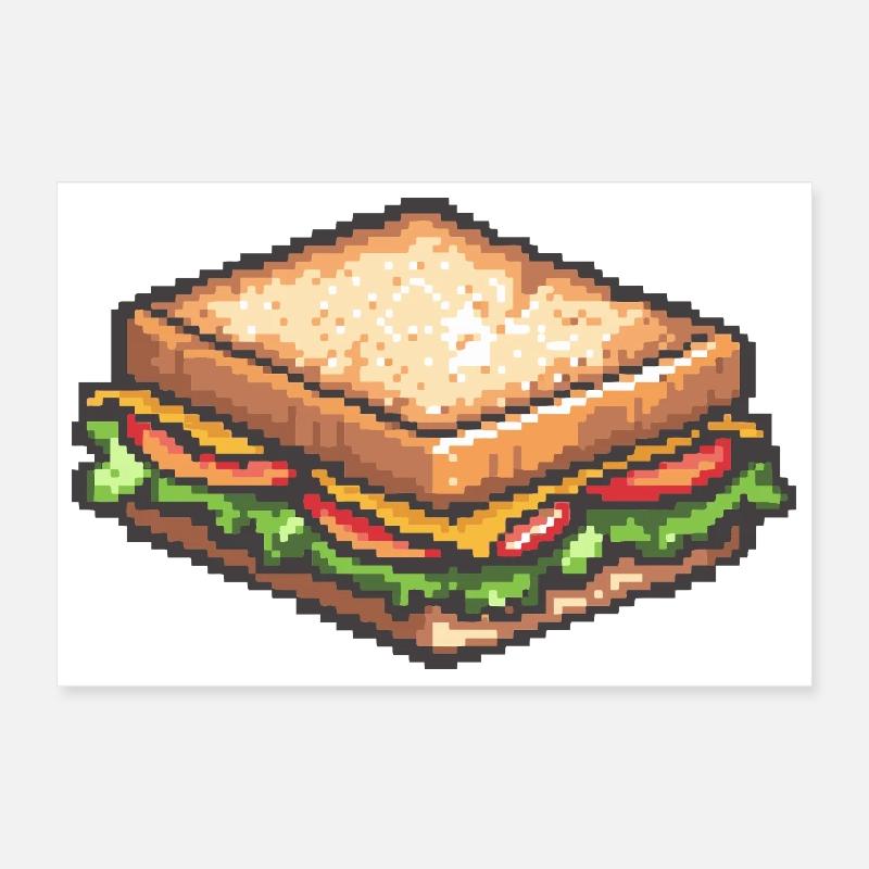 Pixel Sandwich Retro Snack Poster 12" x 8" (30x20 cm)