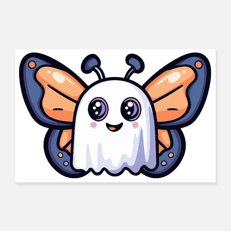 Butterfly Halloween Ghost Poster 12" x 8" (30x20 cm)