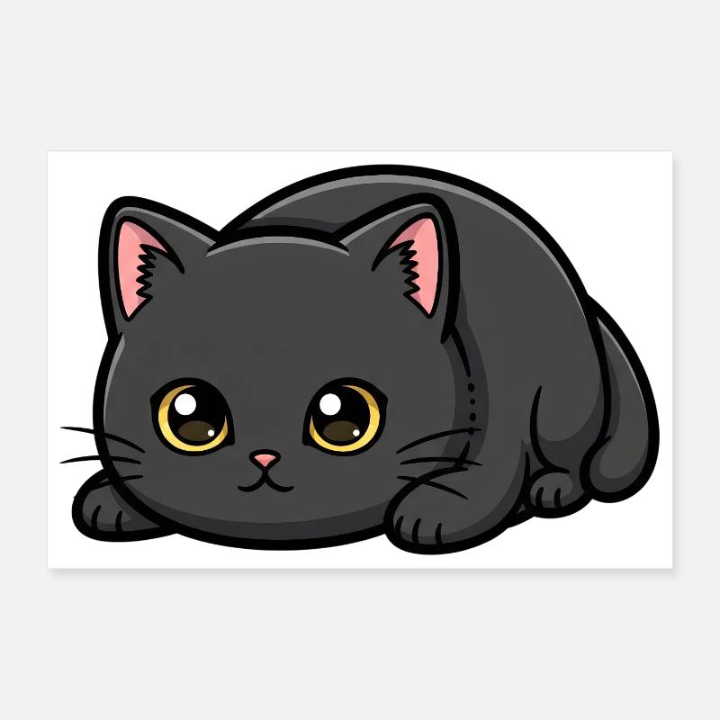 Chaton à moustaches de minuit Poster 30 x 20 cm