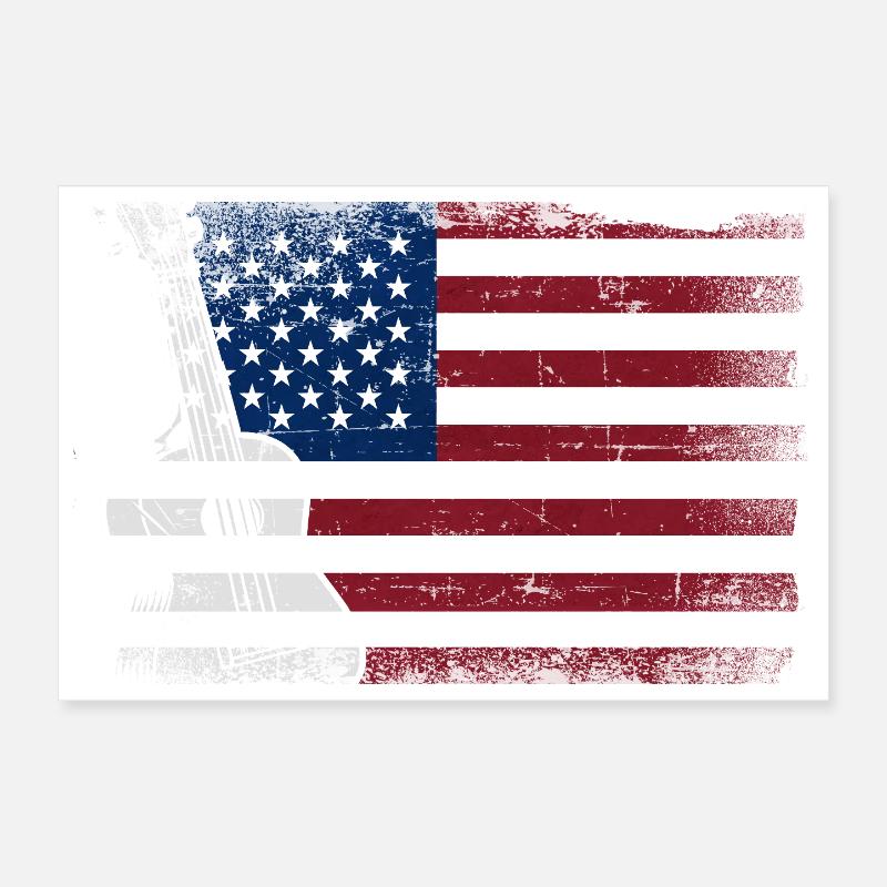 Ukulélé hawaïen Uke Drapeau américain Poster 30 x 20 cm