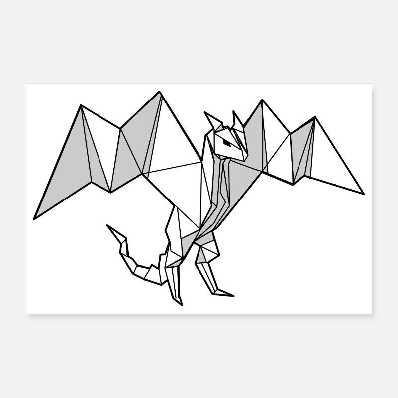 Origami de dragons géométriques Poster 30 x 20 cm