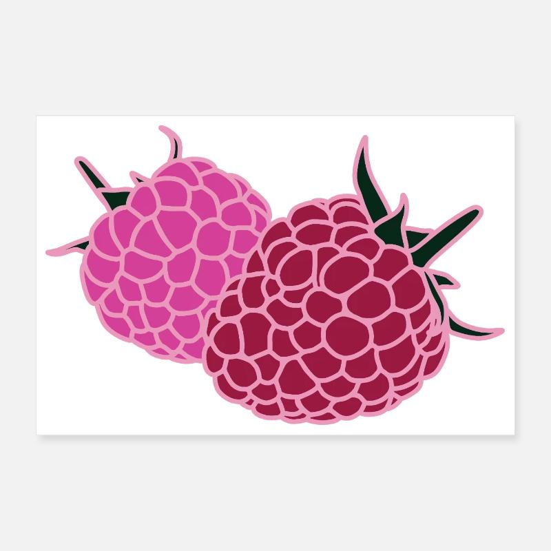 Raspberry Duo Pop Art Poster 12" x 8" (30x20 cm)
