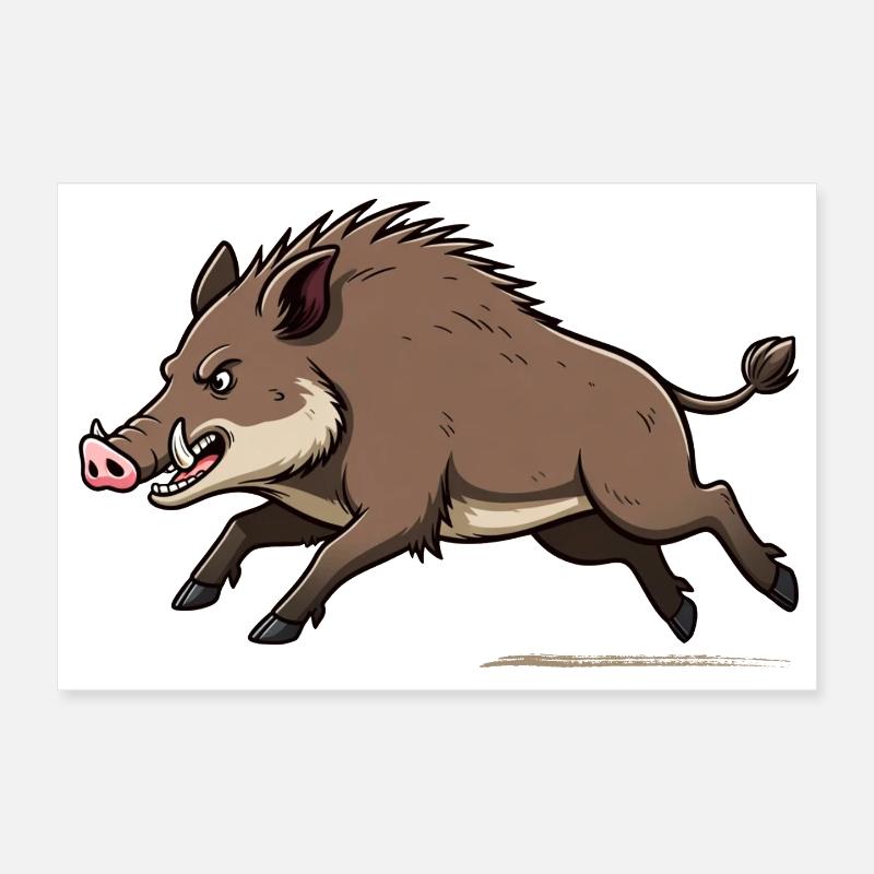 Wildschwein rennt Poster 30x20 cm