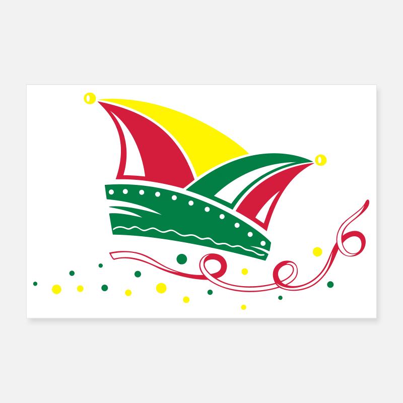 Carnival, jester cap, streamers Poster 12" x 8" (30x20 cm)