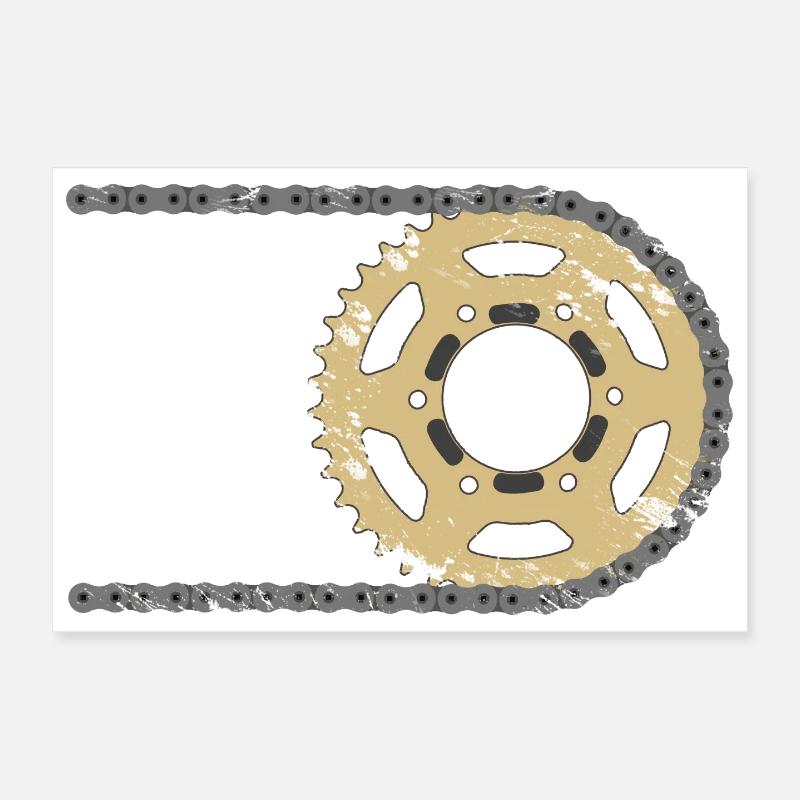 Sprocket chain composite cracks Poster 12" x 8" (30x20 cm)